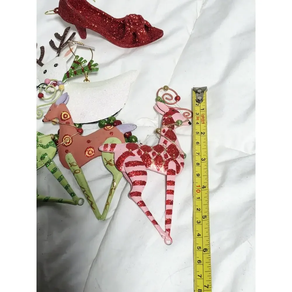 VTG Pier 1 One Reindeer Ornament Multicolor Glitter Assorted 4 Christmas Decor